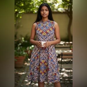 Anthropologie SMALL Dress Maeve Lilt Mock Neck Sleeveless Boho Hippy Multicolor